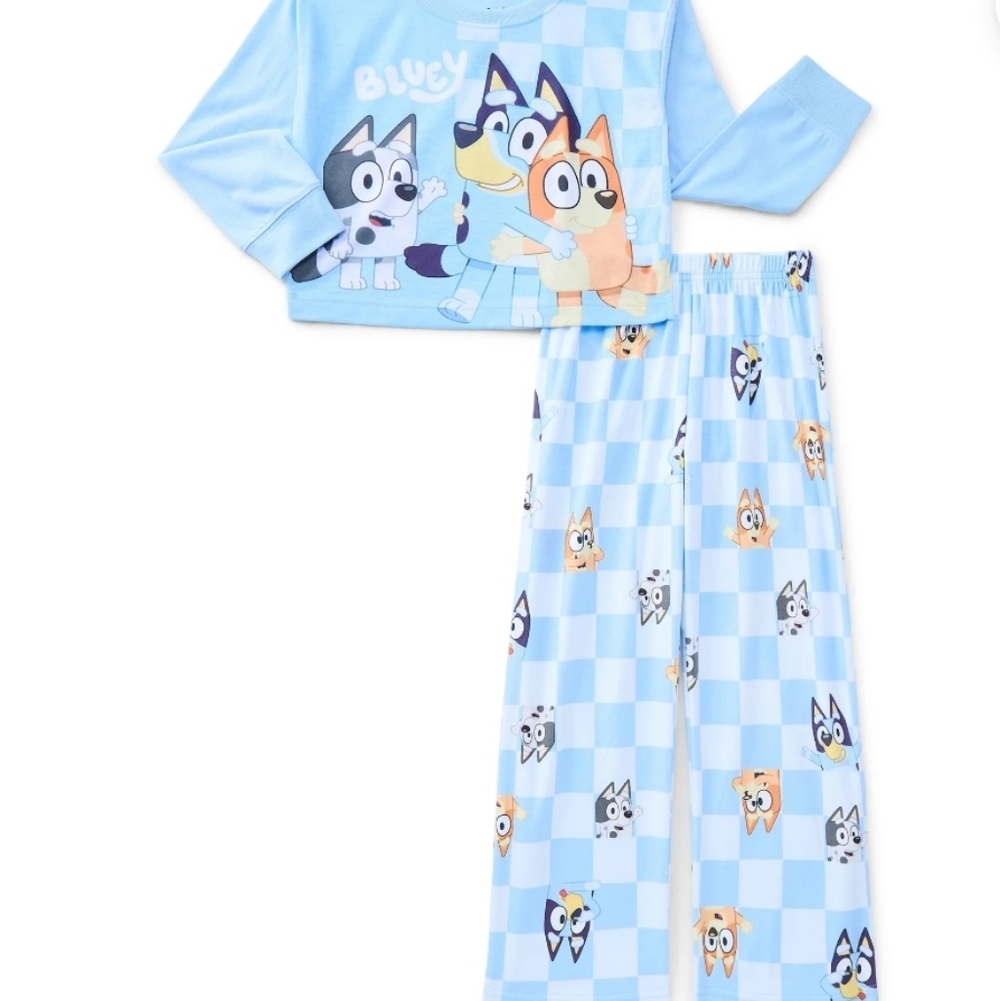 Bluey Girls Long Sleeve Top and Pants Pajama Set, 2-Piece,